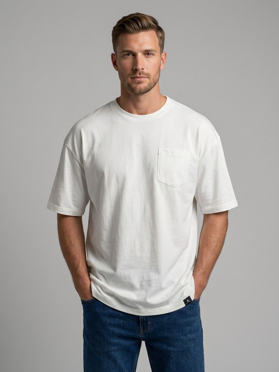 CAMISETA BLACKOUT OVERSIZE BLANCA PARA CABALLERO