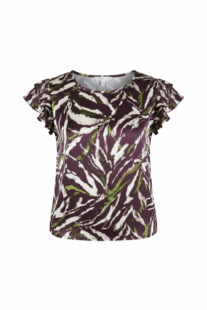 Blusa animal print borgoña ghost mannequin