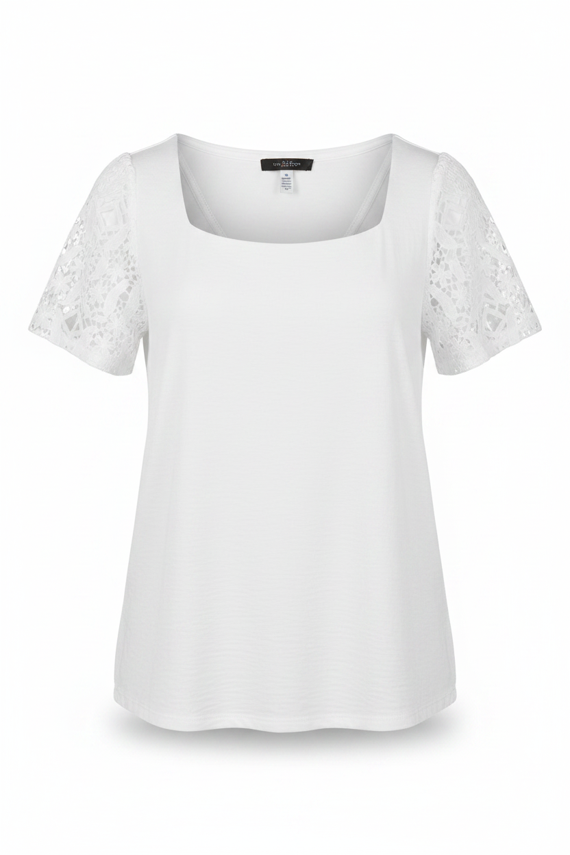 Blusa blanca crochet ghost mannequin