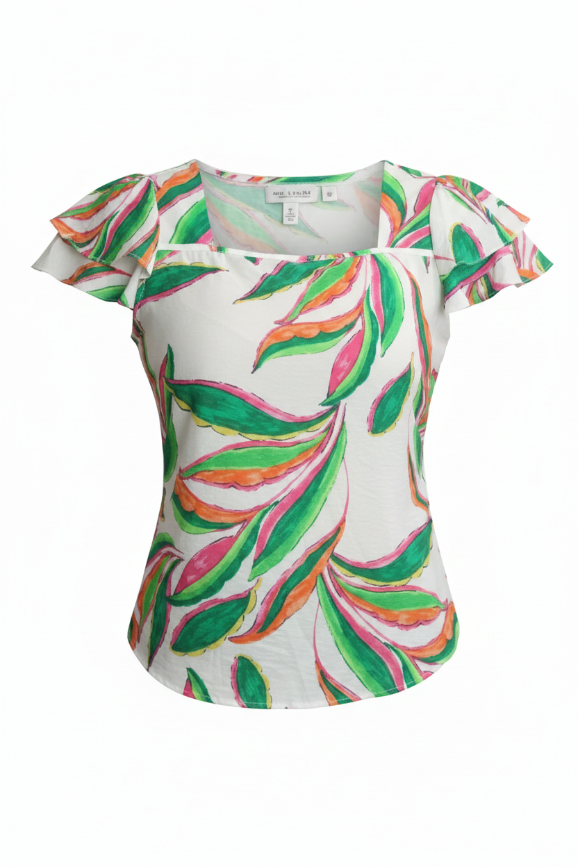 Blusa estampada tropical ghost mannequin
