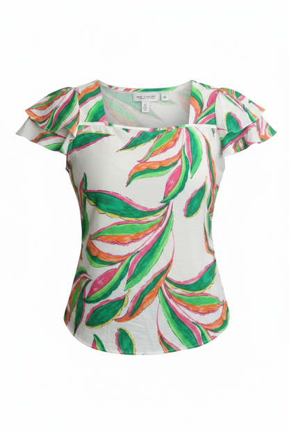 Blusa estampada tropical ghost mannequin