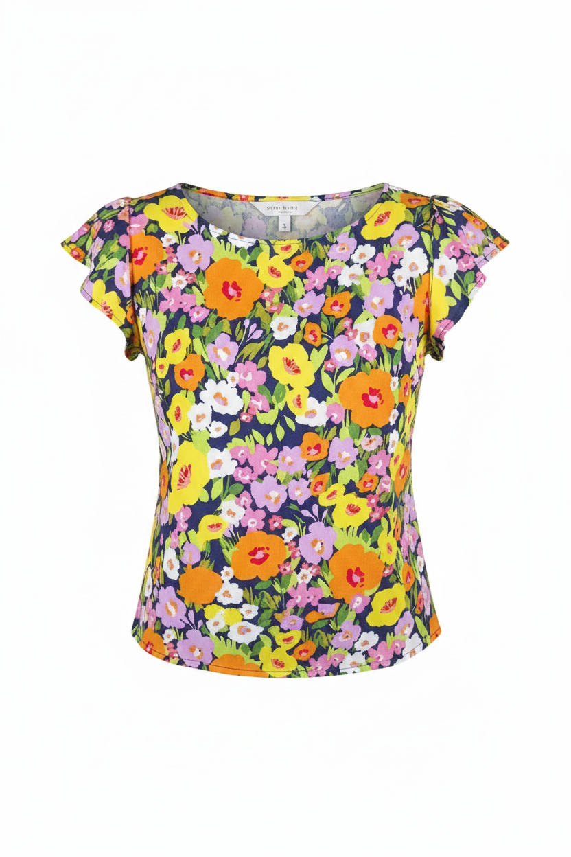 Blusa navy floral ghost mannequin