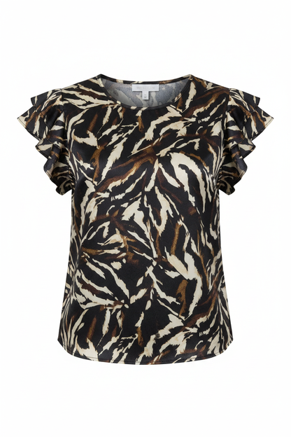 Blusa negra animal print dorado ghost mannequin
