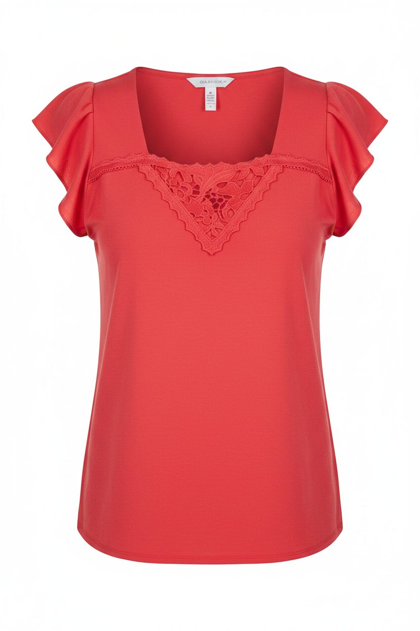 Blusa roja coral ghost mannequin