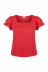 Blusa roja mangas volantes ghost mannequin